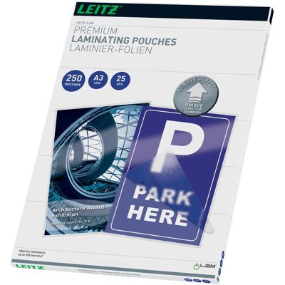 Leitz, Films de plastification, Film de plastification (A3, 25 pcs, 250 µm) - Publicité Leitz, Films de plastification, Film de plastification (A3, 25 pcs, 250 µm) - Publicité