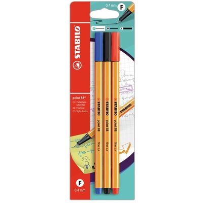 STABILO Point 88 Fineliner - Multicolore - 3 pcs - Publicité STABILO Point 88 Fineliner - Multicolore - 3 pcs - Publicité