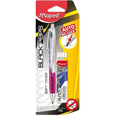 Maped, Crayon à papier + critérium, Porte-mines 0,7mm 4 roues +12 mines, Black Peps (0.70 mm, HB, 1x) - Publicité Maped, Crayon à papier + critérium, Porte-mines 0,7mm 4 roues +12 mines, Black Peps (0.70 mm, HB, 1x) - Publicité