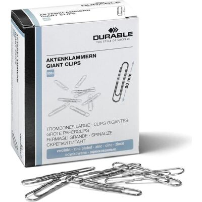Durable, Attaches, Trombones forme ronde ondulée 50mm métal argenté 100 pcs/paquet (100x) - Publicité Durable, Attaches, Trombones forme ronde ondulée 50mm métal argenté 100 pcs/paquet (100x) - Publicité