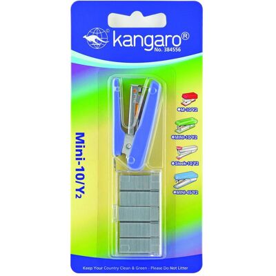 Kangaro, Agrafeuse, agrafeuse + agrafes, agrafes jusqu'à 10 feuilles, blister, bleu clair (10 feuilles) - Publicité Kangaro, Agrafeuse, agrafeuse + agrafes, agrafes jusqu'à 10 feuilles, blister, bleu clair (10 feuilles) - Publicité