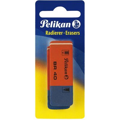 Pelikan Gomme + correcteur, Gomme BR40/2, 58 x 8 x 20 mm, blister de 2 pièces - Publicité Pelikan Gomme + correcteur, Gomme BR40/2, 58 x 8 x 20 mm, blister de 2 pièces - Publicité