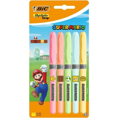 Bic, Marqueur, Surligneur Super Mario, 5p. (5x) - Publicité Bic, Marqueur, Surligneur Super Mario, 5p. (5x) - Publicité