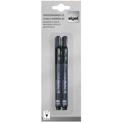 Sigel, Marqueur, Marqueur à craie Artverum 20 Rond (1-2 mm) (2x) - Publicité Sigel, Marqueur, Marqueur à craie Artverum 20 Rond (1-2 mm) (2x) - Publicité