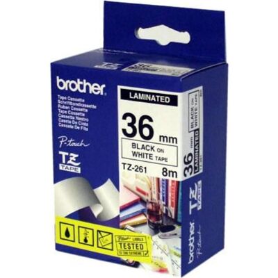 Brother Ruban d'étiquetage, TZ-261 laminé 36mmx8m, noir/blanc (3.60 cm, Blanc, Noir) - Publicité Brother Ruban d'étiquetage, TZ-261 laminé 36mmx8m, noir/blanc (3.60 cm, Blanc, Noir) - Publicité