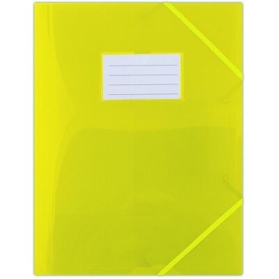 Donau, Classeur, Chemise à tirettes, pp, a4, 480 microns, 3 rabats, jaune transparent (A4) - Publicité Donau, Classeur, Chemise à tirettes, pp, a4, 480 microns, 3 rabats, jaune transparent (A4) - Publicité