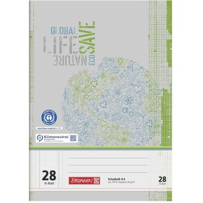 Brunnen, Cahier + bloc-notes, Cahier d'écolier recyclé, quadrillé, règle 28, DIN A4, marge intérieure et extérieure, 16 feuilles (A4, Quadrillé) - Publicité Brunnen, Cahier + bloc-notes, Cahier d'écolier recyclé, quadrillé, règle 28, DIN A4, marge intérieure et extérieure, 16 feuilles (A4, Quadrillé) - Publicité