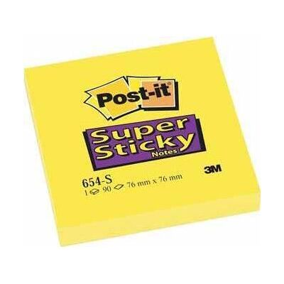 Post-it, Notes adhésives, Papillons adhésifs Super Sticky extra-forts 654-S jaune 12 blocs (76 x 76 mm) - Publicité Post-it, Notes adhésives, Papillons adhésifs Super Sticky extra-forts 654-S jaune 12 blocs (76 x 76 mm) - Publicité