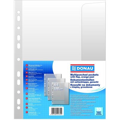 Donau, Porte-documents, Pochettes avec rabat, pp, a4, peau d'orange, 100 microns, pack de 10 - Publicité Donau, Porte-documents, Pochettes avec rabat, pp, a4, peau d'orange, 100 microns, pack de 10 - Publicité