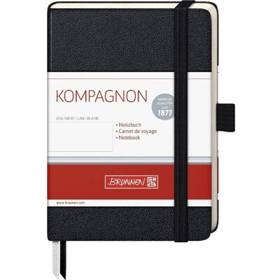 Brunnen, Cahier + bloc-notes, Carnet de notes KOMPAGNON env. A6 vierge, noir Couverture rigide 192, dont 16 pages détachables (A6, Blanc, Couverture rigide) - Publicité Brunnen, Cahier + bloc-notes, Carnet de notes KOMPAGNON env. A6 vierge, noir Couverture rigide 192, dont 16 pages détachables (A6, Blanc, Couverture rigide) - Publicité