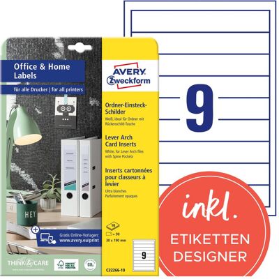 Avery Classeur : accessoires, Étiquettes à insérer dans les classeurs, Home Office, petit paquet - Publicité Avery Classeur : accessoires, Étiquettes à insérer dans les classeurs, Home Office, petit paquet - Publicité