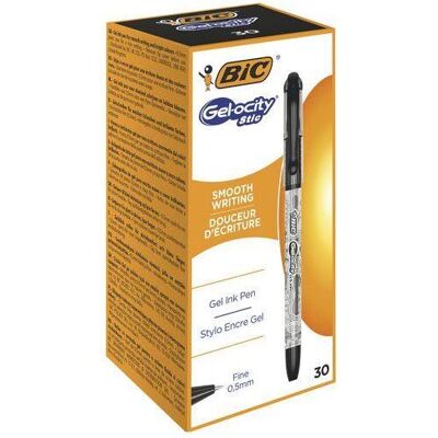 Bic, Stylo, Gel-ocity Stic Gel pen black Box 30 pcs. (30x) - Publicité Bic, Stylo, Gel-ocity Stic Gel pen black Box 30 pcs. (30x) - Publicité