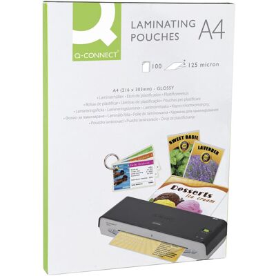 Q-Connect, Films de plastification, Films de plastification brillants (A4, 100 pcs, 125 µm) - Publicité Q-Connect, Films de plastification, Films de plastification brillants (A4, 100 pcs, 125 µm) - Publicité