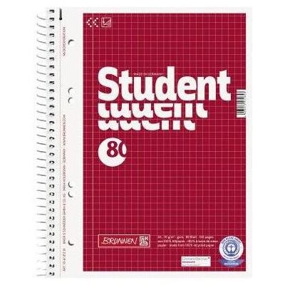 Brunnen, Cahier + bloc-notes, Collegeblock Student Recycling DIN A5 quadrillé 70g/m² rouge 80 pp. (A5, Quadrillé) - Publicité Brunnen, Cahier + bloc-notes, Collegeblock Student Recycling DIN A5 quadrillé 70g/m² rouge 80 pp. (A5, Quadrillé) - Publicité