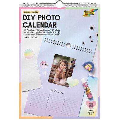 Folia, Calendrier + agenda, DIY Fotokalender, shades of rainbow, DIN A4, 190g/m², 13 Seiten mit Spiralbindung (A4) - Publicité Folia, Calendrier + agenda, DIY Fotokalender, shades of rainbow, DIN A4, 190g/m², 13 Seiten mit Spiralbindung (A4) - Publicité