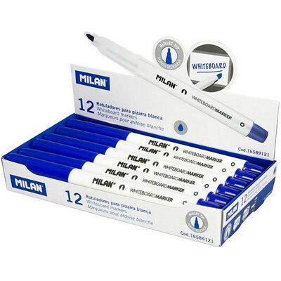 Milan, Marqueur, Marqueur pour tableau blanc fin bleu (12 pièces) (12x) - Publicité Milan, Marqueur, Marqueur pour tableau blanc fin bleu (12 pièces) (12x) - Publicité