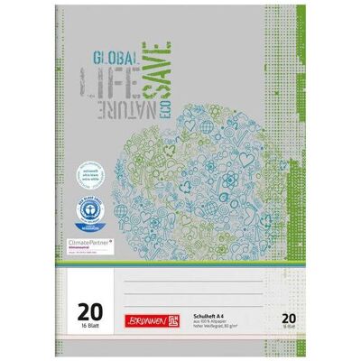 Brunnen, Cahier + bloc-notes, Cahier d'écolier recyclé, linéature 20 vierge DIN A4 sans marge, 16 feuilles (A4, Blanc, Non contraignant) - Publicité Brunnen, Cahier + bloc-notes, Cahier d'écolier recyclé, linéature 20 vierge DIN A4 sans marge, 16 feuilles (A4, Blanc, Non contraignant) - Publicité