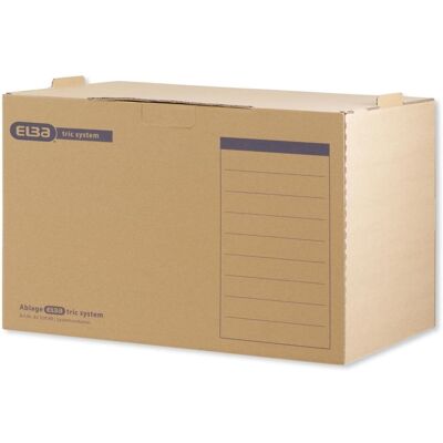 Elba, Archivage + classement, Conteneur d'archives tric System, brun naturel en carton ondulé robuste, avec languette de fermeture (A4) - Publicité Elba, Archivage + classement, Conteneur d'archives tric System, brun naturel en carton ondulé robuste, avec languette de fermeture (A4) - Publicité