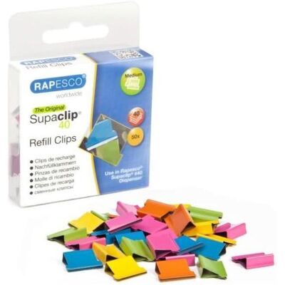 Rapesco Attaches, Clips pour documents Supaclip 40, couleurs assorties (50x) - Publicité Rapesco Attaches, Clips pour documents Supaclip 40, couleurs assorties (50x) - Publicité