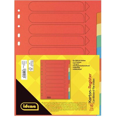 Idena, Classeur : accessoires, Répertoire en carton 10 pièces 5 couleurs 150g/m² DIN A4 - Publicité Idena, Classeur : accessoires, Répertoire en carton 10 pièces 5 couleurs 150g/m² DIN A4 - Publicité