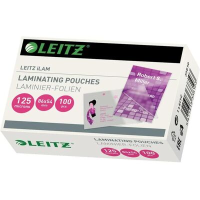 Leitz, Films de plastification, Laminier-Folientasche (54 x 86 mm, 100 pcs, 125 µm) - Publicité Leitz, Films de plastification, Laminier-Folientasche (54 x 86 mm, 100 pcs, 125 µm) - Publicité