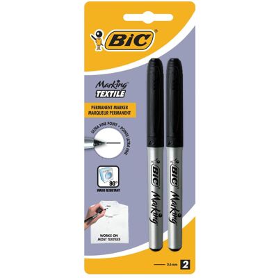 Bic, Marqueur, Textile Marker Noir Bl2 (2x) - Publicité Bic, Marqueur, Textile Marker Noir Bl2 (2x) - Publicité