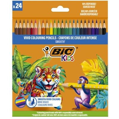 Bic, Écriture + dessin, Holzmalstifte Kids Smooth ECO 24 Stück (24x) - Publicité Bic, Écriture + dessin, Holzmalstifte Kids Smooth ECO 24 Stück (24x) - Publicité