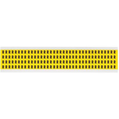 Brady, Étiquettes, 3400-R, B-499, noir sur jaune, 6 x 9mm, lettre R, hauteur des caractères 6,3mm(25 K. á 144 E.) - Publicité Brady, Étiquettes, 3400-R, B-499, noir sur jaune, 6 x 9mm, lettre R, hauteur des caractères 6,3mm(25 K. á 144 E.) - Publicité