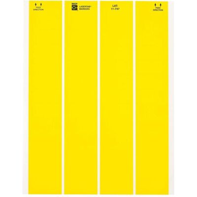 Brady, Étiquettes, LAT-11-747YL-5, polyester, mat, jaune, 47.63 x 9.53 mm, adhésif permanent, US letter, 4 pistes - Publicité Brady, Étiquettes, LAT-11-747YL-5, polyester, mat, jaune, 47.63 x 9.53 mm, adhésif permanent, US letter, 4 pistes - Publicité