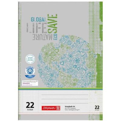 Brunnen, Cahier + bloc-notes, Cahier d'écolier recyclé avec lignes 22 quadrillées sans marge (A4, Quadrillé, Couverture souple) - Publicité Brunnen, Cahier + bloc-notes, Cahier d'écolier recyclé avec lignes 22 quadrillées sans marge (A4, Quadrillé, Couverture souple) - Publicité