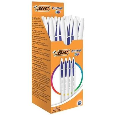 Bic, Stylo, Stylo à bille Cristal Up, couleur du trait : bleu, 20 pcs (20x) - Publicité Bic, Stylo, Stylo à bille Cristal Up, couleur du trait : bleu, 20 pcs (20x) - Publicité