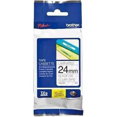 Brother Ruban d'étiquetage, TZE-151 Tape 24mm x 8m Black on Clear Replacement (2.40 cm, Noir, Transparent) - Publicité Brother Ruban d'étiquetage, TZE-151 Tape 24mm x 8m Black on Clear Replacement (2.40 cm, Noir, Transparent) - Publicité