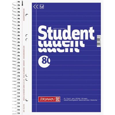 Brunnen, Cahier + bloc-notes, 5 blocs collège Student lignés DIN A5 marge intérieure (A5, À rayures, Non contraignant) - Publicité Brunnen, Cahier + bloc-notes, 5 blocs collège Student lignés DIN A5 marge intérieure (A5, À rayures, Non contraignant) - Publicité