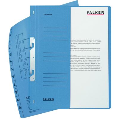 Falken, Porte-documents, Classeur à levier A4 1/2 couverture, bleu, 250 g/m², carton manila (A4, 50x) - Publicité Falken, Porte-documents, Classeur à levier A4 1/2 couverture, bleu, 250 g/m², carton manila (A4, 50x) - Publicité