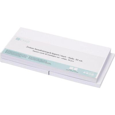 DP Craft, Enveloppes, Set aus quadratischen weissen Umschlägen und Karten, 50 Stück (14 x 14 cm, 50x) - Publicité DP Craft, Enveloppes, Set aus quadratischen weissen Umschlägen und Karten, 50 Stück (14 x 14 cm, 50x) - Publicité