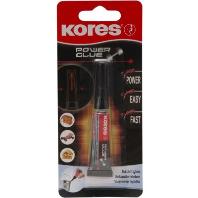 Kores, Colle, Colle instantanée "Power Glue (3 g, 1 ml) - Publicité Kores, Colle, Colle instantanée "Power Glue (3 g, 1 ml) - Publicité