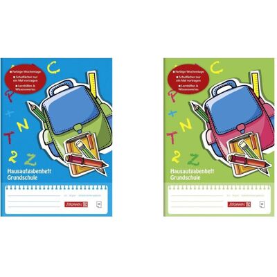 Brunnen, Cahier + bloc-notes, 1046807 Cahier de devoirs (A5, 48 feuilles, école primaire, avec jaquette, 2 motifs) (A5) - Publicité Brunnen, Cahier + bloc-notes, 1046807 Cahier de devoirs (A5, 48 feuilles, école primaire, avec jaquette, 2 motifs) (A5) - Publicité