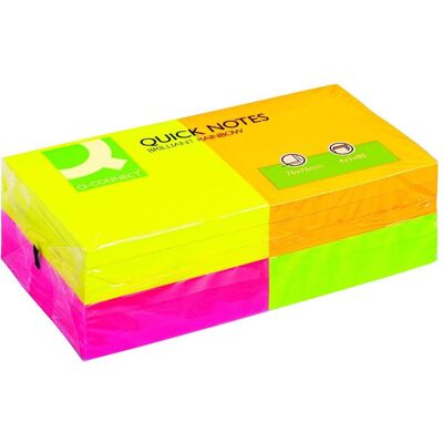 Q-Connect, Notes adhésives, Papillons adhésifs Quick Notes, 75x75mm, multicolore, 12x100feuilles (76 x 76 mm) - Publicité Q-Connect, Notes adhésives, Papillons adhésifs Quick Notes, 75x75mm, multicolore, 12x100feuilles (76 x 76 mm) - Publicité
