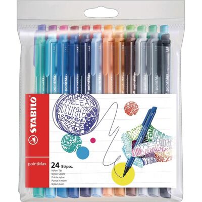 STABILO pointMax Fineliner Moyen Multicolore - 24 couleurs - Publicité STABILO pointMax Fineliner Moyen Multicolore - 24 couleurs - Publicité