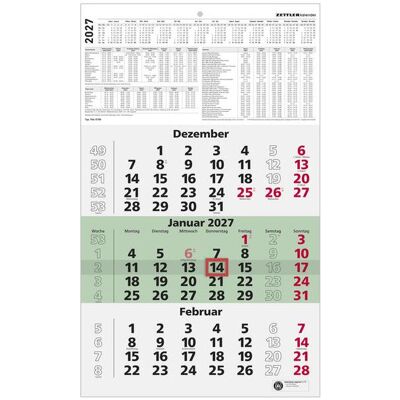 Zettler, Calendrier + agenda, 3-Monatskalender grün Blauer Engel 2027 - Publicité Zettler, Calendrier + agenda, 3-Monatskalender grün Blauer Engel 2027 - Publicité