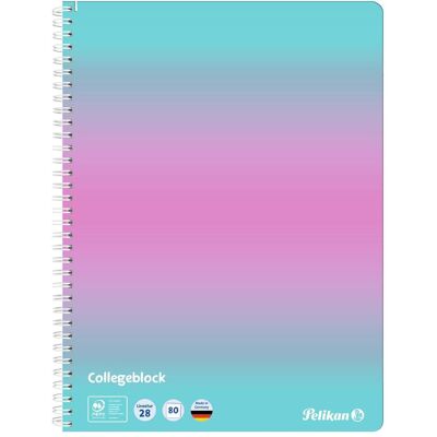 Pelikan Cahier + bloc-notes, Bloc-notes spirale A4 80 feuilles linéature 28 motif Color Edition rose/mint (A4, Quadrillé) - Publicité Pelikan Cahier + bloc-notes, Bloc-notes spirale A4 80 feuilles linéature 28 motif Color Edition rose/mint (A4, Quadrillé) - Publicité