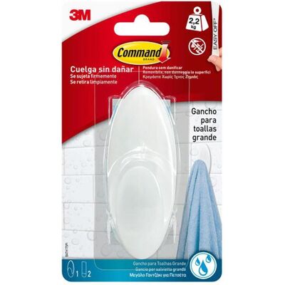 3M Crochet adhésif + clou adhésif, Command towel hook, large, white, 1 pcs + 2 strips, max 2.2 kg - Publicité 3M Crochet adhésif + clou adhésif, Command towel hook, large, white, 1 pcs + 2 strips, max 2.2 kg - Publicité