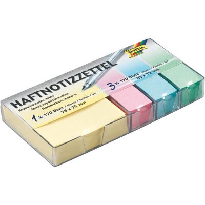 Folia, Notes adhésives, Set de notes repositionnables Standard couleurs assorties 1 set (75 x 75 mm) - Publicité Folia, Notes adhésives, Set de notes repositionnables Standard couleurs assorties 1 set (75 x 75 mm) - Publicité
