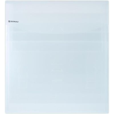 Donau, Classeur, Chemise à tirettes, pp, a4, 480 microns, 3 rabats, bleu transparent (A4) - Publicité Donau, Classeur, Chemise à tirettes, pp, a4, 480 microns, 3 rabats, bleu transparent (A4) - Publicité