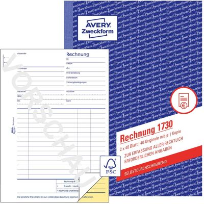 Avery Bulletin de versement, Facture A5 1730 (40x) - Publicité Avery Bulletin de versement, Facture A5 1730 (40x) - Publicité