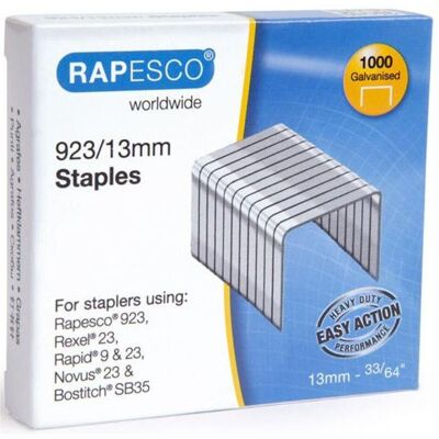 Rapesco Attaches, 923/13mm (type 23) Agrafes galvanisées (1x) - Publicité Rapesco Attaches, 923/13mm (type 23) Agrafes galvanisées (1x) - Publicité