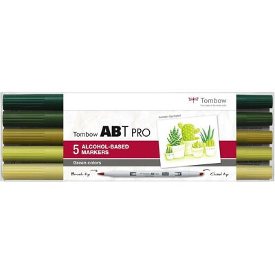 Tombow, Écriture + dessin, Crayons Green Colors, avec boîte, set de 5 pièces (5x) - Publicité Tombow, Écriture + dessin, Crayons Green Colors, avec boîte, set de 5 pièces (5x) - Publicité