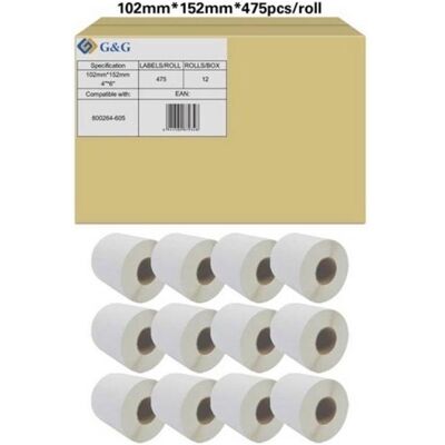 G&G Rouleau d'Étiquettes - 102 x 152 mm - Blanc - Étiquettes Universelles - Publicité G&G Rouleau d'Étiquettes - 102 x 152 mm - Blanc - Étiquettes Universelles - Publicité