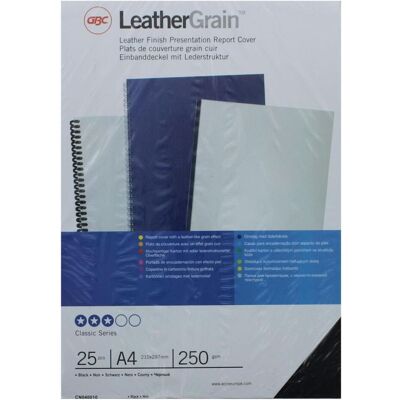 GBC CuirMatériau de couverture en grain A4, Relieuse : accessoires, Noir - Publicité GBC CuirMatériau de couverture en grain A4, Relieuse : accessoires, Noir - Publicité