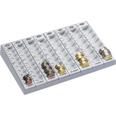 Wedo, Compteur de monnaie, Plateau de comptage avec 8 rainures pour pièces de monnaie en vrac, gris clair (Compteuse de pièces) - Publicité Wedo, Compteur de monnaie, Plateau de comptage avec 8 rainures pour pièces de monnaie en vrac, gris clair (Compteuse de pièces) - Publicité
